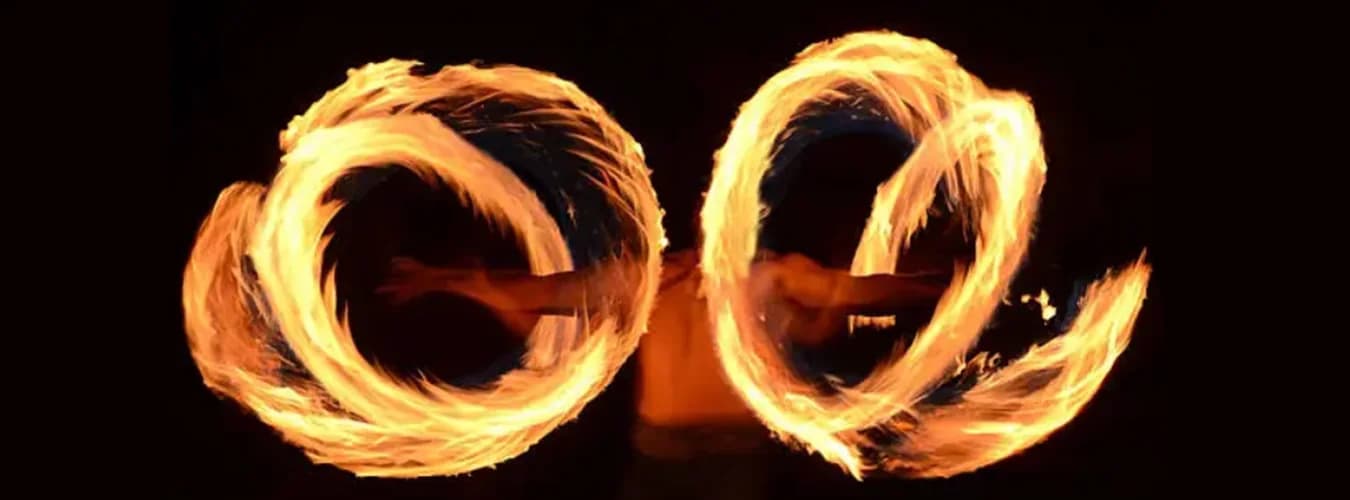 Fire poi rings, amber on black